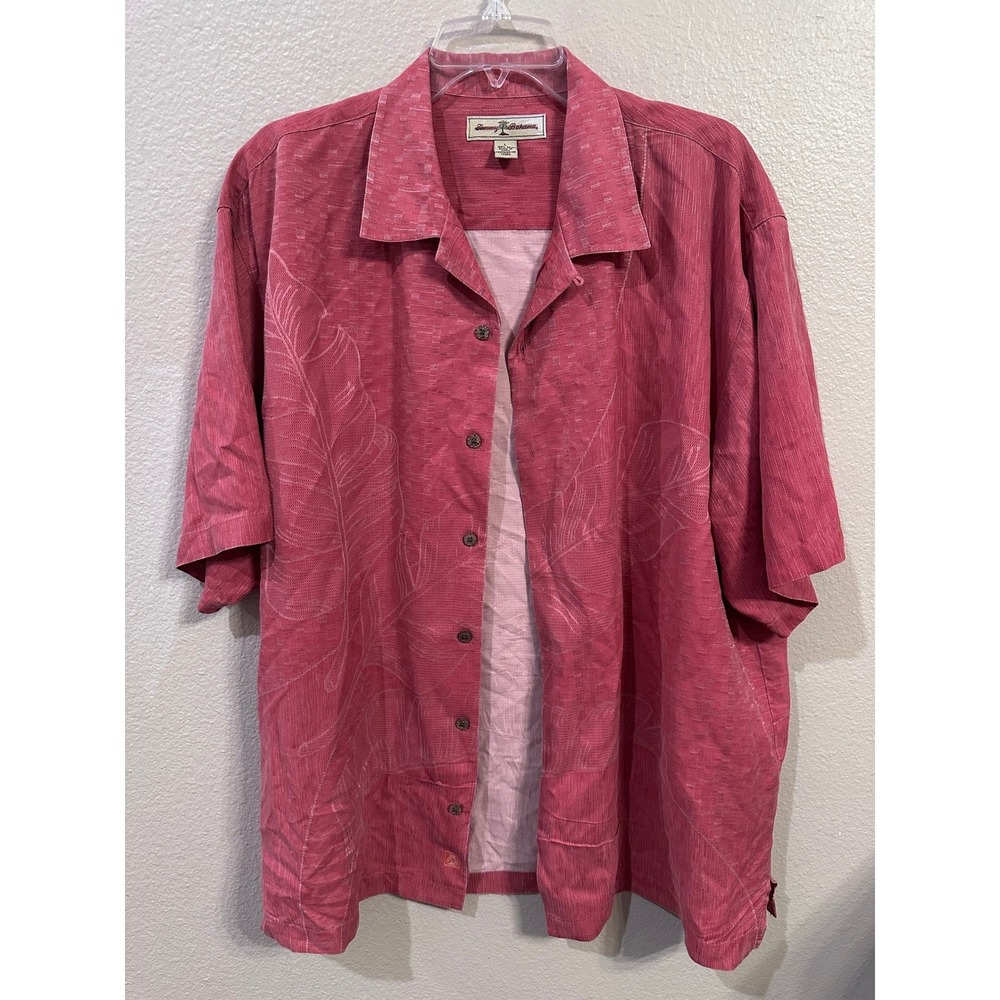 Tommy Bahama Silk‎ Camp Shirt Floral Print Button Up Short Sleeve Mens